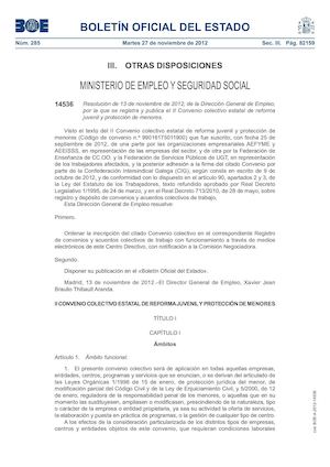 Convenio Reforma Juvenil Y Proteccion De Menores