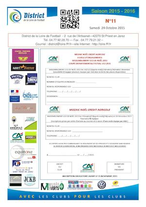 Bulletin d'information N°11 du Samedi 24 Octobre 2015