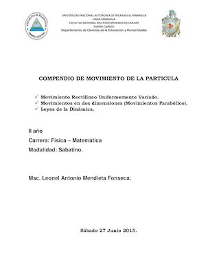 Compendio De Movimiento De Particula