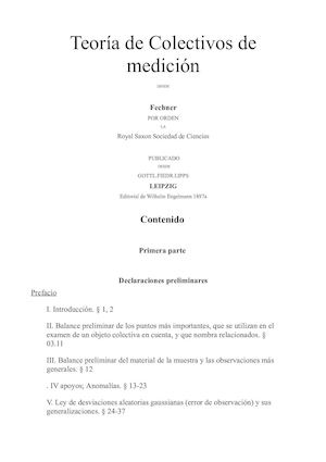 Teoría De Colectivos De Medición Castellano Gustav Theodor Fechner