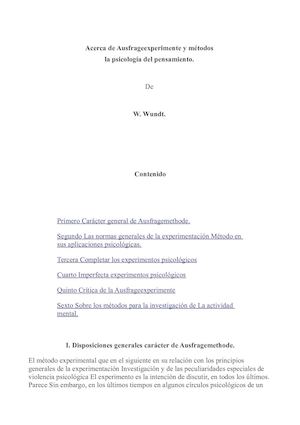 Acerca De Experimento Y Métodos, La Psicología Del Pensamiento Wilhelm Wundt Cast
