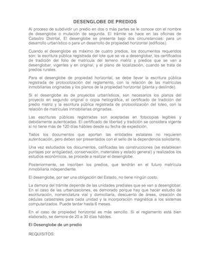 Desenglobe De Predios