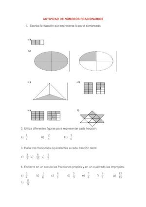 Actividad De Números Fracionarios
