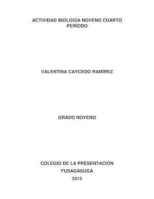 Actividad biología noveno cuarto período