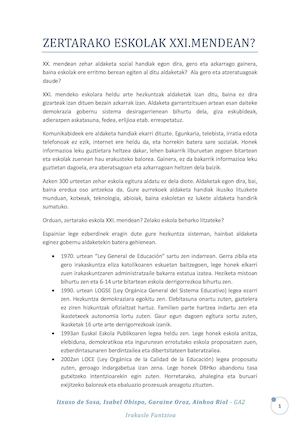 Zertarako Eskola Xxi Mendean Itxaso De Sosa Isabel Obispo Garaine Oroz Ainhoa Riol
