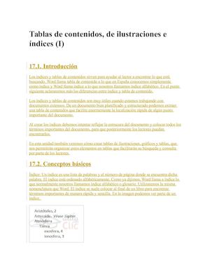 Tablas De Contenidos