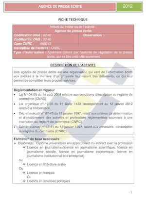 Agence De Presse Ecrite Fiche
