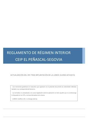 REGLAMENTO DE RÉGIMEN INTERIOR