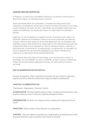 Administracion Deportiva Ed Fisica