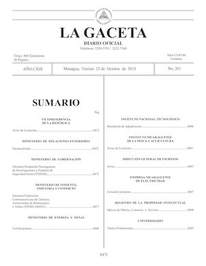Gaceta No 201 Viernes 23 De Octubre De 2015