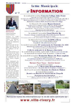 Mairie De Rivery (80136) Lettre Municipale Information N 7