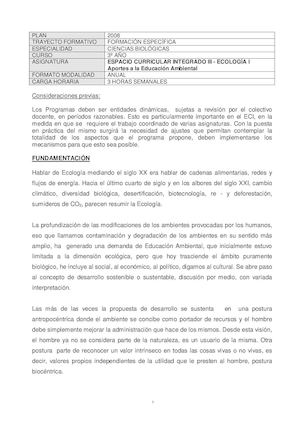 programa de Eci Iii Ecologia