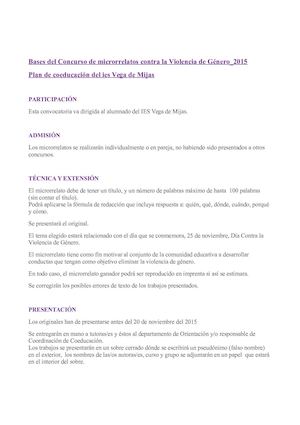 Concurso Microrrelatos contra la Violencia de Género