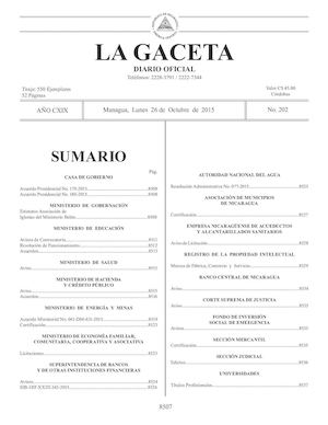 Gaceta No 202 Lunes 26 De Octubre De 2015
