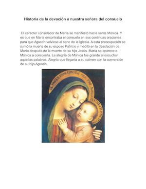 Historia De La Devoción A Nuestra Señora Del Consuelo