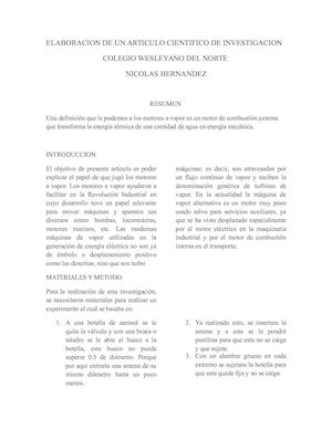 Elaboracion De Un Articulo Cientifico De Investigacion