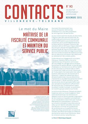 Journal municipal de Villeneuve-Tolosane : Contacts n°143 de novembre 2015