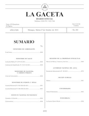 Gaceta No 203 Martes 27 De Octubre De 2015