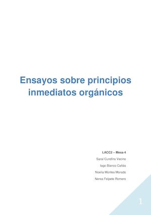 Práctica 1 (Ensayos Sobre Principios Inmediatos Orgánicos)