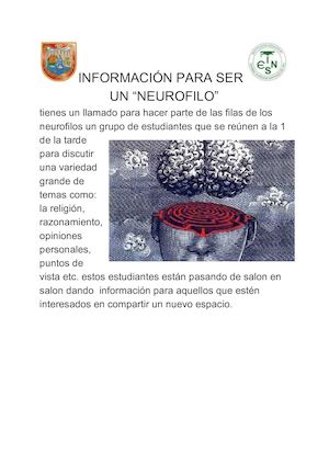 INFORMACIÓN PARA SER UN “NEUROFILO”.