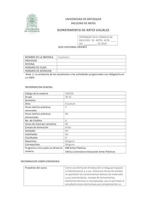 Programa Escultura I