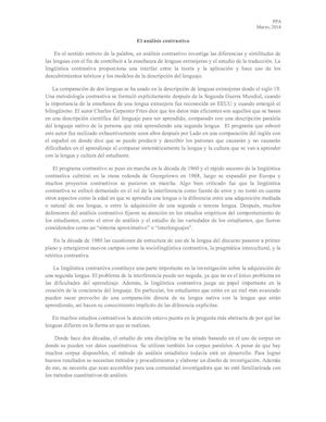 Resumen sobre el análisis contrastivo