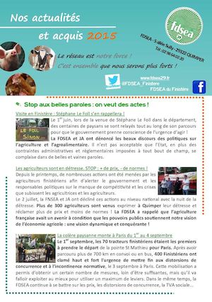 Les acquis at actualités 2015 de la FDSEA du Finistère
