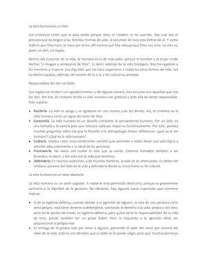 La Vida Humana Es Un Don