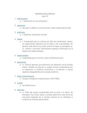 Terminologia Médica Letra A