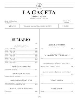 Gaceta No 206 Viernes 30 De Octubre De 2015
