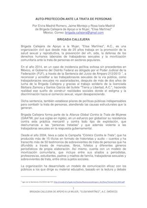Madrid R Elvira, Autoproteccion Ante La Trata De Personas