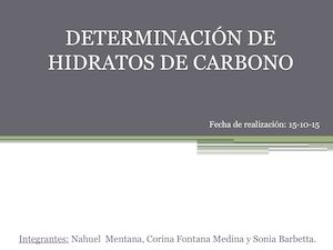 Determinación De Hidratos De Carbono