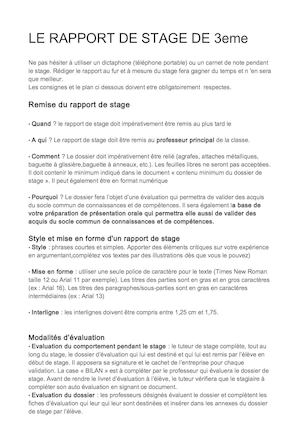 Maquette Rapport De Stage De 3°