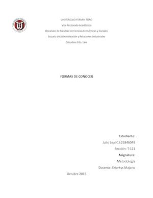 Formas De Conocer uft