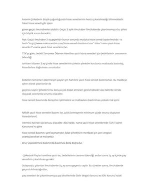 Hamiline Yazılı Hisse Sened