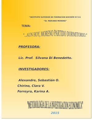 2015 Moreno, Partido Dormitorio