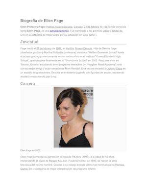 Biografía De Ellen Page