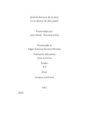 Análisis Literario De La Diestra De Dios Padre Español