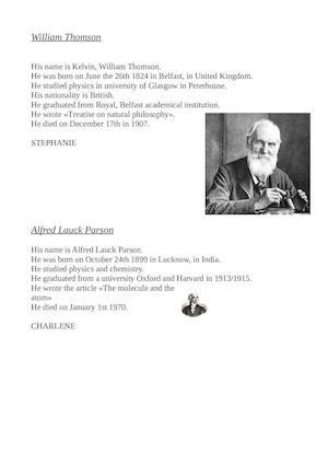 W. Thomson / A.L Parson