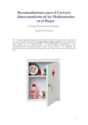 Almacenamiento de los medicamentos en el hogar