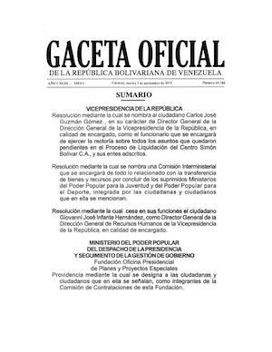 Gaceta Oficial 40 780