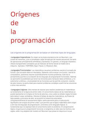 Origenes de la programación.
