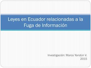 Leyes En Ecuador Relacionadas A La Fuga De