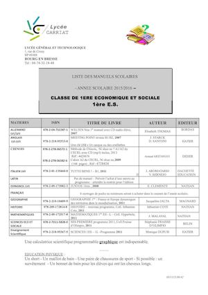 Manuels Scolaires 1ère Es
