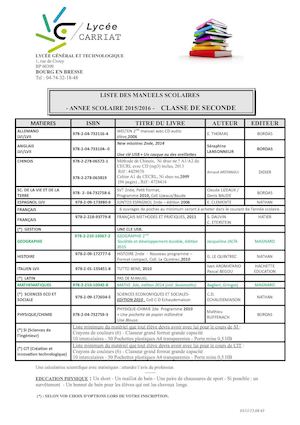 Manuels Scolaires Seconde