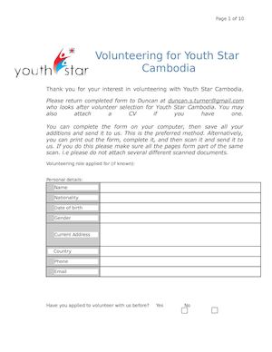 Volunteer Application Form
