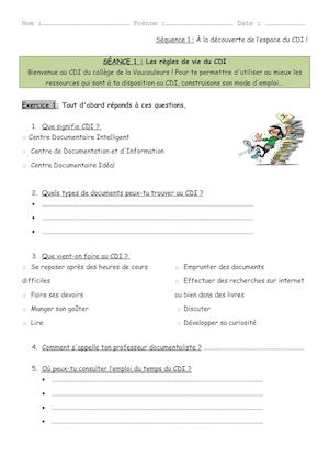 Seance 1 : les règles de vie du CDI