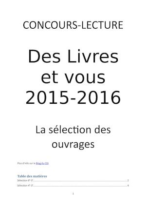 Des Livres et Vous 2015-2016