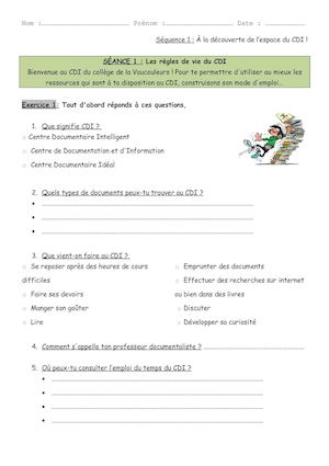 Séances de méthodologie à la recherche documentaire en 6ème : 1 à 5