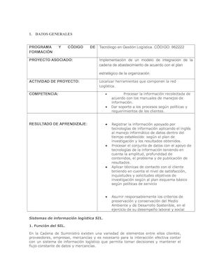 Sistemas De Información Logística Sil Contenidos
